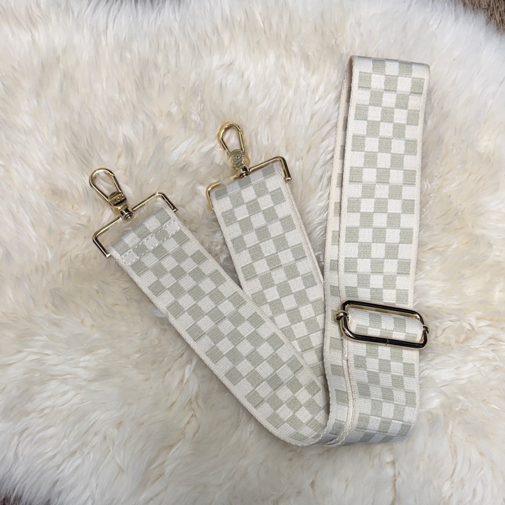 BLOC Adjustable Cream Checkered Crossbody Bag Strap